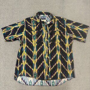 Vintage Wrangler Shirt XXL Pearl Button Snap Cotton Woven Short Sleeve Collared